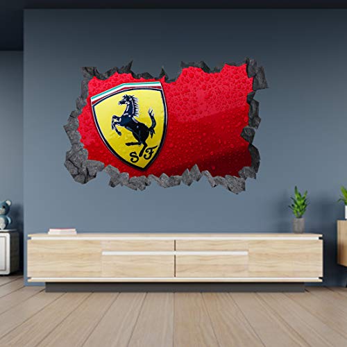 Ferrari-Logo, 3D-Loch in der Wand, C-Effekt, Wandaufkleber, 85 x 56 cm von Generic