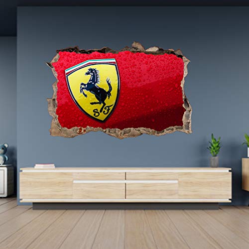 Ferrari-Logo, 3D-Wandaufkleber, Motiv Loch in der Wand, 165 x 109 cm von Generic