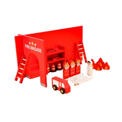 Feuerwache Spielset Spielzeug Holzfiguren Rollenspiel Pädagogisches Lernspielzeug von Generic