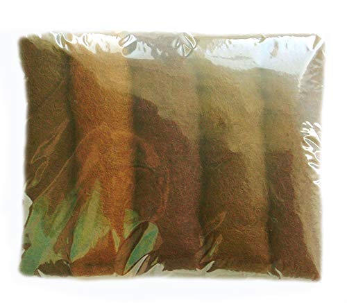 Filzwolle Bunt Mischung Filz gemischte 100% Wolle Braun Brown Farbtönen Mix. Mindestens 5 Verschiedene Farbtöne, 50 g insgesamt von Generic