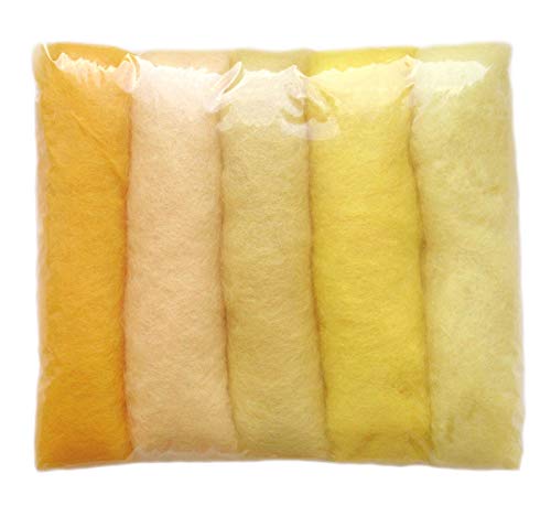 Filzwolle Bunt Mischung Filz gemischte 100% Wolle Gelb Farbtönen Mix. Mindestens 5 Verschiedene Farbtöne, 50 g insgesamt von Generic