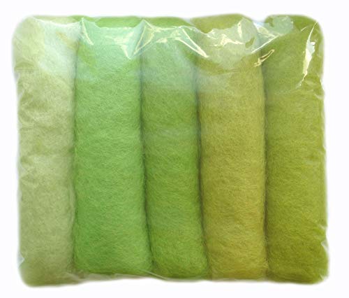 Filzwolle Bunt Mischung Filz gemischte 100% Wolle Hellgrün Light Green Farbtönen Mix. Mindestens 5 Verschiedene Farbtöne, 50 g insgesamt von Generic