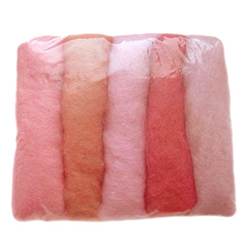 Filzwolle Bunt Mischung Filz gemischte 100% Wolle Rosa Pink Farbtönen Mix. Mindestens 5 Verschiedene Farbtöne, 50 g insgesamt von Generic