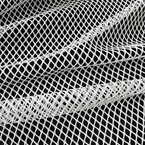 Fischnetz mit großem Loch, 2-Wege-Stretch-Netzstoff, Diamant-Design, Netzstoff, hohl, Polyester, Spandex, 160 cm breit, Weiß, 160 cm x 91 cm von Generic