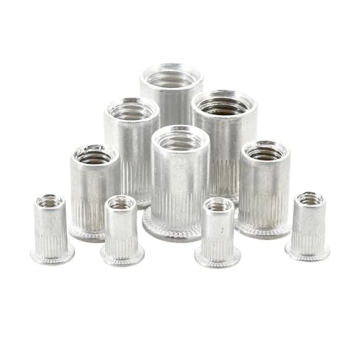 Flansch Flache Nietmutter Metall Klemme Kontermuttern Metrisches Gewinde Nieten(Aluminum,M6 (10PCS)) von Generic