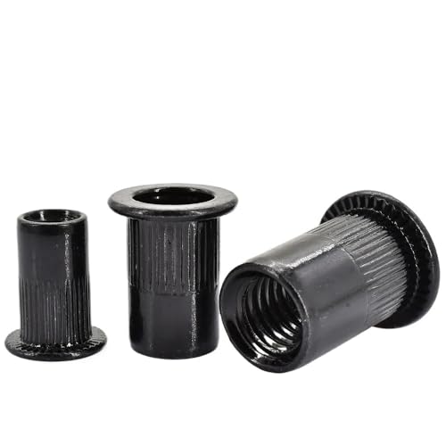 Flansch Flache Nietmutter Metall Klemme Kontermuttern Metrisches Gewinde Nieten(Black Carbon Steel,M3 (30PCS)) von Generic