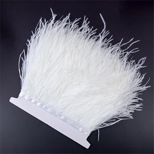 Flauschige Straußenfeder-Bordüre, Fransen, 8–10 cm, natürliche Dekoration für Hochzeit, Party, Kleid, Zubehör, gebleicht 12 Flauschige Straußenfeder-Bordüre, Fransen, 8–10 cm, natürliche Dekoration für Hochzeit, Party, Kleid, Zubehör, gebleicht 12 von Generic