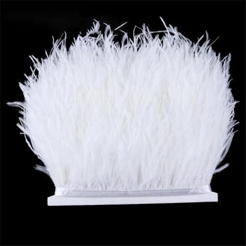 Flauschige weiße Straußenfeder-Bordüre für Hochzeitskleider, Schleifenfedern, Fransen, 6–22 cm, Nähzubehör, 8–10 cm von Generic