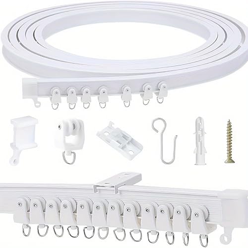 Flexible und Biegbare Decken Vorhangschiene, 1M Gardienenschiene mit stummen Rollen, Zubehörsets, vorhangschienensysteme für Vorhänge, Raumteiler, Wohnmobil-Vorhang, Duschvorhang (1PC) von Generic