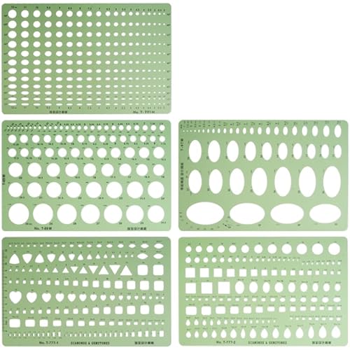 Flexibles Schmuckdesign-Lineal für Handzeichnungen, dünn, weich, um 360 ° biegbar, inklusive kreisförmigen, ovalen und diamantförmigen Formen (Schmuckdesign, fünfteilig) von Generic