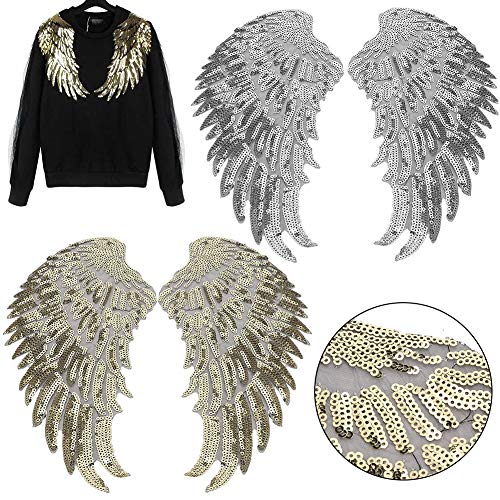 Flügel -Paillette, Alas de Angel Wing Dekoration Flügel Pailletten Patch Applique 2 Paare DIY -Kleidung Kleidskleid Rock Dekorative Accessoires von Generic