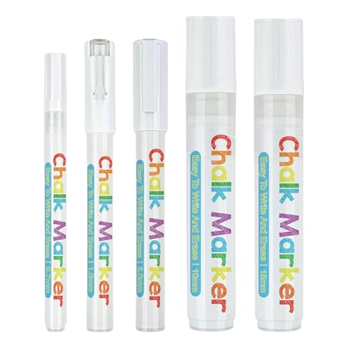 Flüssigkreide-Marker, weiße Kreidemarker – 5 Zeichenstifte | abwischbare Whiteboard-Marker für Tafel, Fenster, Bistro, Auto, Tafel, Schilder Flüssigkreide-Marker, weiße Kreidemarker – 5 Zeichenstifte | abwischbare Whiteboard-Marker für Tafel, Fenster, Bistro, Auto, Tafel, Schilder von Generic