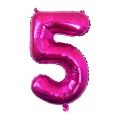Folie- Luftballons Helium Nummer 5 Ballon 62cm groß Folienballon-Rosa von Generic
