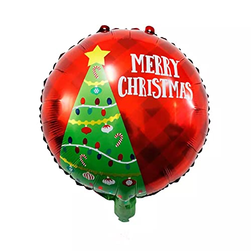 Folienballon Weihnachten -Rund Merry Christmas rot, ca. 45 cm - Groß XL Weihnachtsmann Weihnachstabaum Helium Folienluftballon Luftballon Weihnachtsfeier Party Deko Kopper-24 Dekoration von Generic