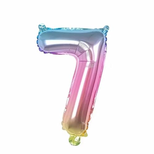 Folienballon Zahlen Form, Regenbogen Farbe Nummer Aluminium folie Ballon Geburtstags Feier Dekorationen Ballon-number 7-40cm von Generic