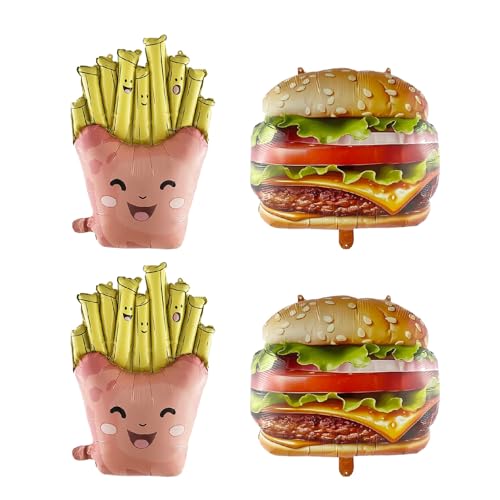 Folienballons mit Hamburger-Pommes-Frites-Motiv, 4 Stück, ideal für Fast-Food, Geburtstag, Picknick, Snacks, Grill-Partys Folienballons mit Hamburger-Pommes-Frites-Motiv, 4 Stück, ideal für Fast-Food, Geburtstag, Picknick, Snacks, Grill-Partys von Generic
