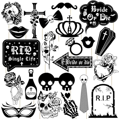 Foto-Requisiten-Set für Braut oder Sterbe, Gothic-Bachelorette-Dekorationen für Frauen und Mädchen, RIP Single Life Selfie-Requisiten für Brautparty, Halloween, bis zum Tod, Partyzubehör (schwarz + Foto-Requisiten-Set für Braut oder Sterbe, Gothic-Bachelorette-Dekorationen für Frauen und Mädchen, RIP Single Life Selfie-Requisiten für Brautparty, Halloween, bis zum Tod, Partyzubehör (schwarz + von Generic