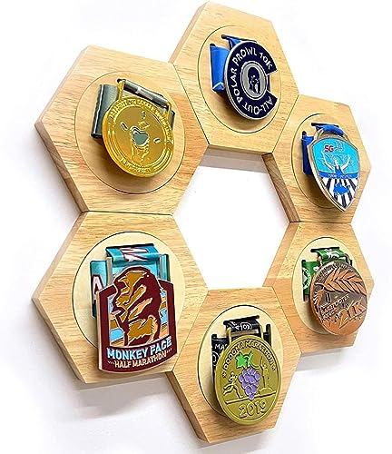 Fotorahmen Bilderrahmen Waben-Kombination Medaillenständer Holz Sechseckige Medaille Display Free Punch Fotorahmen Bilderrahmen Waben-Kombination Medaillenständer Holz Sechseckige Medaille Display Free Punch von Generic