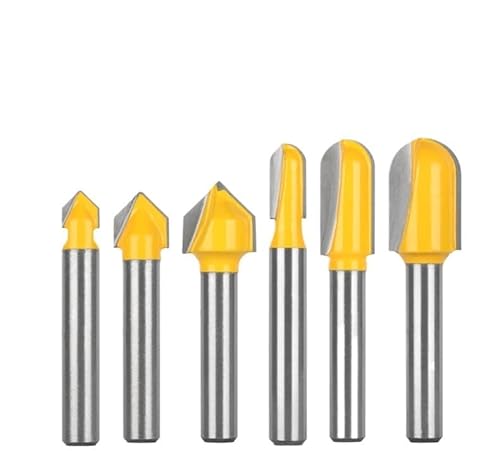 Fräser-Bit-Set, V-Nut und Rundfräser, U-Schlitz, CNC-Fräser-Bits für Holzbearbeitung, Gravieren, Trimmen – 6 mm & 6 mm Schaft, mehrere Größen und Sets (6-teiliges Set mit 6 Griffen, 3 V, 3 tief) Fräser-Bit-Set, V-Nut und Rundfräser, U-Schlitz, CNC-Fräser-Bits für Holzbearbeitung, Gravieren, Trimmen – 6 mm & 6 mm Schaft, mehrere Größen und Sets (6-teiliges Set mit 6 Griffen, 3 V, 3 tief) von Generic