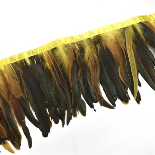 Fransenband mit Hahnfedern, für Kleidung, Kostüm, Nähen, Zubehör, Dekoration, Gelb, 25–30 cm, 2 m Fransenband mit Hahnfedern, für Kleidung, Kostüm, Nähen, Zubehör, Dekoration, Gelb, 25–30 cm, 2 m von Generic