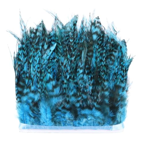 Fransenband mit Hahnfedern, natürliche Fasanfedern, Fransenband für Handwerk, DIY, Nähen, Kleidung, Dekoration, 10 - 15 cm, Blau, 10 Meter Fransenband mit Hahnfedern, natürliche Fasanfedern, Fransenband für Handwerk, DIY, Nähen, Kleidung, Dekoration, 10 - 15 cm, Blau, 10 Meter von Generic
