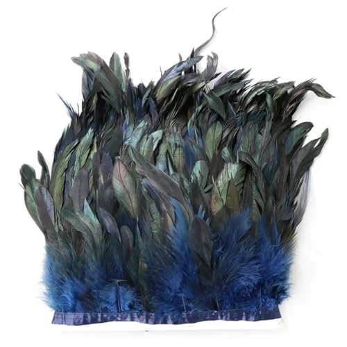 Fransenband mit natürlicher Hahnfeder-Quaste, Spitzenbesatz, für Party, Tanz, Kleidung, Bastelzubehör, Marineblau, 2 m von Generic