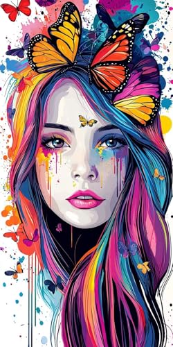 Frau Diamond Painting Groß Set, Schmetterling Diamond Painting Erwachsene Diamant Malerei Kinder Basteln Mädchen Diamond-painting Mosaik Bastelset Erwachsene Home Wand Dekor Geschenk 60x120cm R354 von Generic