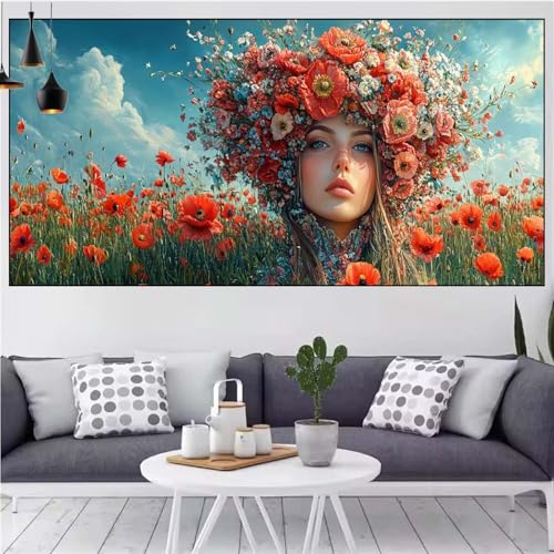 Frau Diamond Painting xxl 100x200cm Diamond Painting Erwachsene Blume Diamant Malerei Set,Mosaikherstellung Malen Nach Zahlen Cross Stickerei Kunst Leinwand Malerei Kits,Décor Geschenke Frauen CN-896 von Generic