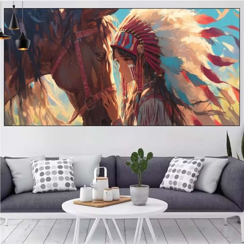 Frau Diamond Painting xxl 100x200cm Diamond Painting Erwachsene Pferd Diamant Malerei Set,Mosaikherstellung Malen Nach Zahlen Cross Stickerei Kunst Leinwand Malerei Kits,Décor Geschenke Frauen CN-900 von Generic