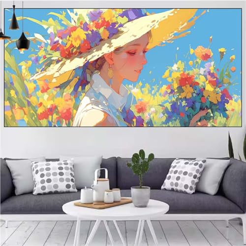 Frau Diamond Painting xxl 90x180cm Diamond Painting Erwachsene Blume Diamant Malerei Set,Mosaikherstellung Malen Nach Zahlen Cross Stickerei Kunst Leinwand Malerei Kits,Décor Geschenke Frauen CN-890 von Generic