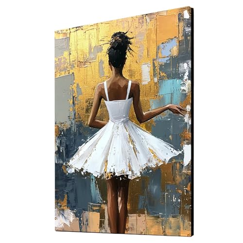 Frau Malen Nach Zahlen Erwachsene Ballett Malen Nach Zahlen 40 x 30 CM DIY Basteln Erwachsene Klarheit Farbe Leinwan Bilder mit Acrylfarben Set 3 Typen Pinsel für Deko Wohnzimmer Geschenke 2YH-4912 von Generic