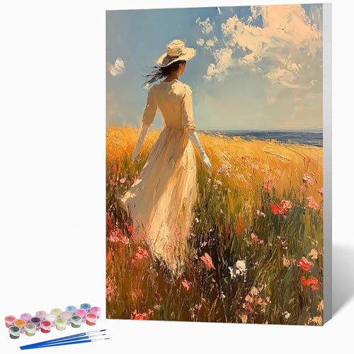 Frau Malen Nach Zahlen Erwachsene Blumen Malen Nach Zahlen DIY Set Erwachsene 70x95cm, Kreativ Handgemalt Leinwand Set Mit 3-Pinseln Und Acrylfarbe, Geschenke FüR Frauen (Ohne Rahmen) -LKF0744DD von Generic