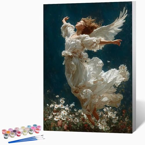 Frau Malen Nach Zahlen Erwachsene Engel Malen Nach Zahlen DIY Set Erwachsene 40x60cm, Kreativ Handgemalt Leinwand Set Mit 3-Pinseln Und Acrylfarbe, Geschenke FüR Frauen (Ohne Rahmen) -LKF079528 von Generic