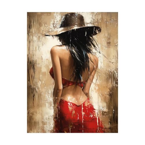 Frau Malen Nach Zahlen Erwachsene Figur Kunst Malen Nach Zahlen 100x135CM DIY Basteln Erwachsene Klarheit Farbe Leinwan Bilder mit Acrylfarben Set 3 Typen Pinsel für Wanddeko Wohnzimmer 2YH-14351 von Generic