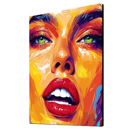 Frau Malen Nach Zahlen Erwachsene Gesicht Malen Nach Zahlen 80 x 110 cm DIY Basteln Erwachsene Klarheit Farbe Leinwan Bilder mit Acrylfarben Set 3 Typen Pinsel für Deko Wohnzimmer Geschenke 2YH-4598 von Generic