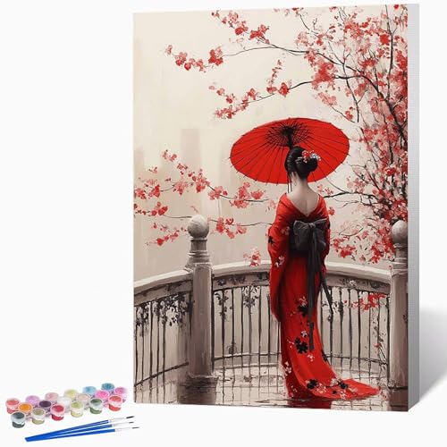 Frau Malen Nach Zahlen Erwachsene Japan Malen Nach Zahlen DIY Set Erwachsene 30 x 40 cm, Kreativ Handgemalt Leinwand Set Mit 3-Pinseln Und Acrylfarbe, Geschenke FüR Frauen (Ohne Rahmen) -LKF0757X8 von Generic