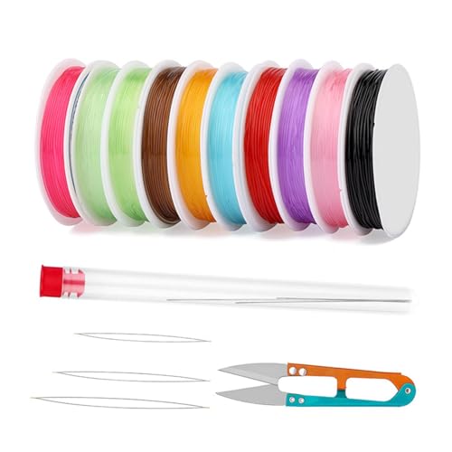 Freundschaftsarmbandschnur, elastische Schnur für Armbänder, 10 Farben zur Schmuckherstellung, Perlenkette für Armband, 1 mm, Mehrzweck-Set, 15 Stück von Generic
