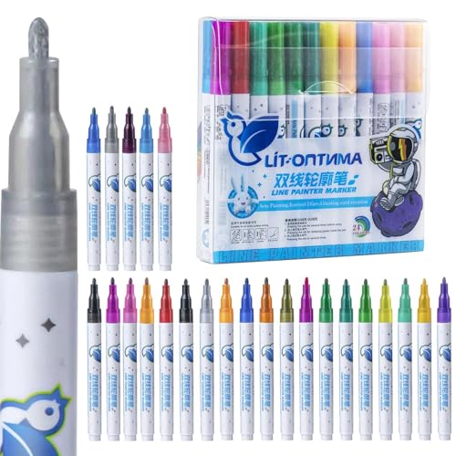 Funkelnde Filzstifte, Konturmarker | Doppelschichtige Glitzer-Stifte, Doodle Zeichenstifte, 24 glitzernde Farbstifte für Kritzeleien, Sammelalben, Zeichnungen, Karten Funkelnde Filzstifte, Konturmarker | Doppelschichtige Glitzer-Stifte, Doodle Zeichenstifte, 24 glitzernde Farbstifte für Kritzeleien, Sammelalben, Zeichnungen, Karten von Generic