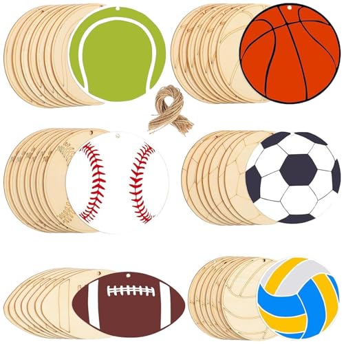 Fußball-Ausschnitte, -Ausschnitte, Fußball, Volleyball, Baseball, Basketball, Tennis, geformte Holzspäne für Sport-Motto- , Heimdekoration Fußball-Ausschnitte, -Ausschnitte, Fußball, Volleyball, Baseball, Basketball, Tennis, geformte Holzspäne für Sport-Motto- , Heimdekoration von Generic