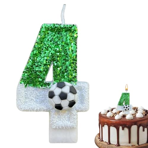 Fußballkerzen für Geburtstagstorten – Zahlen-Kerzendekorationen mit Pailletten, Kerzen für Hochzeitstorten | vielseitige Partygeschenke und Erwachsene, Ofen von Generic