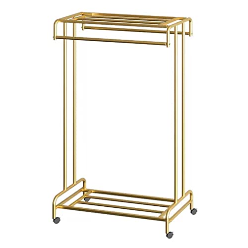 Garderobenständer, freistehend, Garderobenständer, Doppelstangen-Kleiderständer, für den Boden, für den Balkon, zum Trocknen von Wäsche, Schlafzimmergarderobe mit Rollen, Kleiderständer zum Aufhängen von Generic
