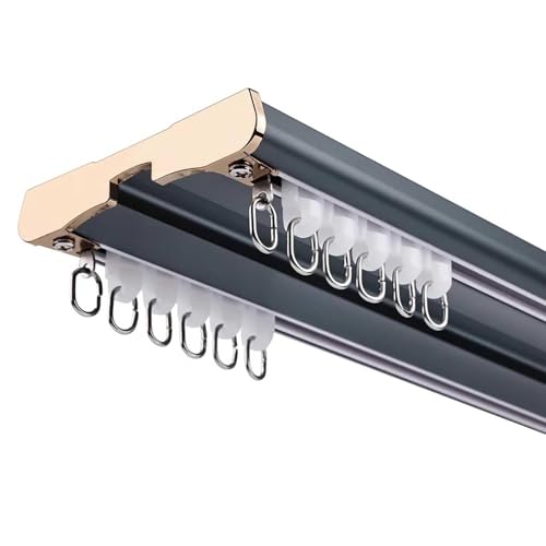 Gardinenschiene 2-läufig I Deckenmontage Vorhangschiene mit Gleiter I Vorgebohrt I Aluminium I for Fenster Dusch Vorhänge Raumteiler(Blue,1.6m(2 * 80cm)) von Generic