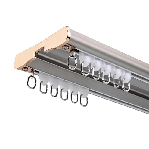 Gardinenschiene 2-läufig I Deckenmontage Vorhangschiene mit Gleiter I Vorgebohrt I Aluminium I for Fenster Dusch Vorhänge Raumteiler(Gray,1.6m(2 * 80cm)) von Generic