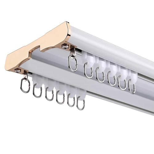 Gardinenschiene 2-läufig I Deckenmontage Vorhangschiene mit Gleiter I Vorgebohrt I Aluminium I for Fenster Dusch Vorhänge Raumteiler(White,5.2m(4 * 1.30m)) von Generic