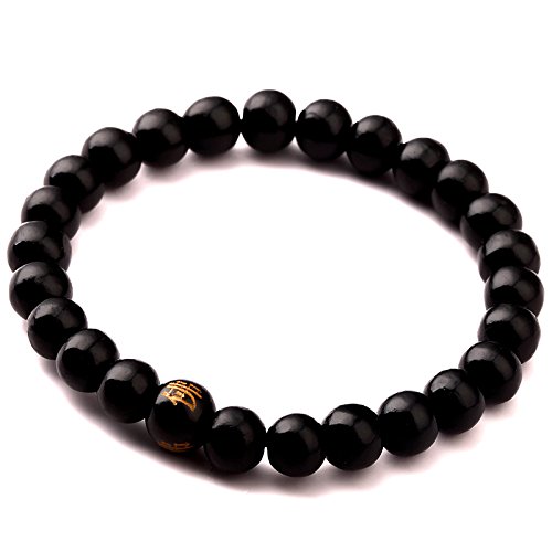 Gebetsperlen-Armband for Männer und Frauen, Holzperlen-Armbänder, Rapper, Sandelholz, chinesischer buddhistischer Buddha, Meditationsgeschenke(Black) von Generic