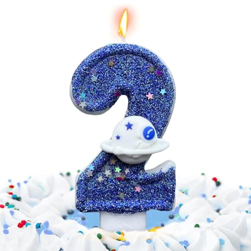 Geburtstagskerze Zahlenkerzen Geburtstagskerzen - Blaue Weltraumplanet Geburtstagskerzen - Kuchen Dekorationskerzen, Meeting-Partyzubehör für Kinder Erwachsene von Generic