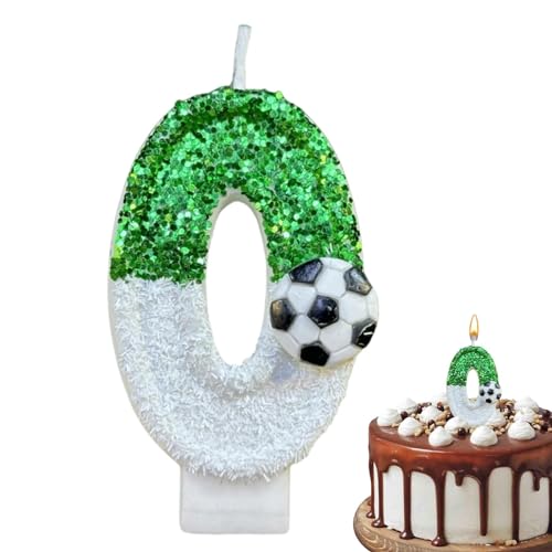 Geburtstagskuchenkerzen, grüne Fußballkuchenkerzen, Geburtstagskerze für Kuchen | Glitzernde Fußball-Kerzen-Dekorationen, Tortenaufsatz-Dekorationen für Geburtstagsfeier, Jubiläum von Generic