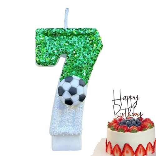 Geburtstagskuchenkerzen, grüne Fußballkuchenkerzen, Geburtstagskerze für Kuchen | Glitzernde Fußball-Kerzen-Dekorationen, Tortenaufsatz-Dekorationen für Geburtstagsfeier, Jubiläum von Generic