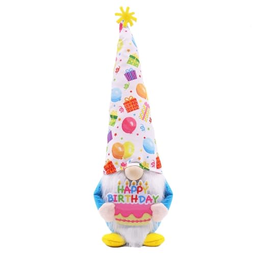 Geburtstagswichtel Happy Birthday, handgemachter Partyhut mit bunten Luftballons, süße Geburtstagswichtel für Party, gestuftes Tablett (Yellow, One Size) von Generic