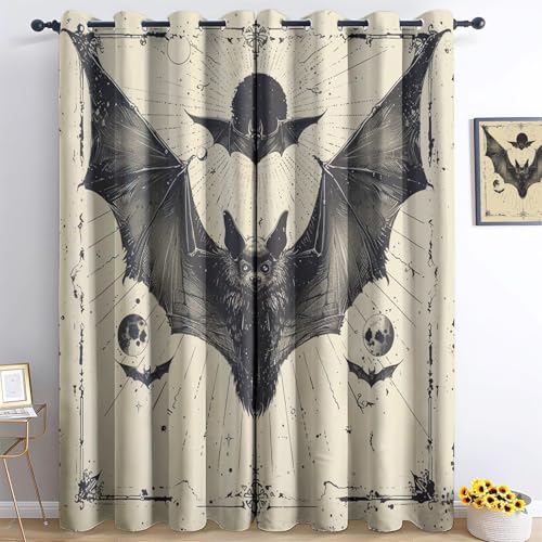 Gedruckte Blackout Vorhänge 140x160 cm, Halloween Themen Horror Fledermaus Sichtschutz Gardinen für Kinderzimmer und Schlafzimmer, Fledermaus mit Ösen Blickdichte Fenstervorhänge Gedruckte Blackout Vorhänge 140x160 cm, Halloween Themen Horror Fledermaus Sichtschutz Gardinen für Kinderzimmer und Schlafzimmer, Fledermaus mit Ösen Blickdichte Fenstervorhänge von Generic